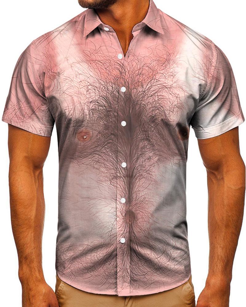 

3D Cartoon Print Short Sleeve T-shirt, Multicolor
