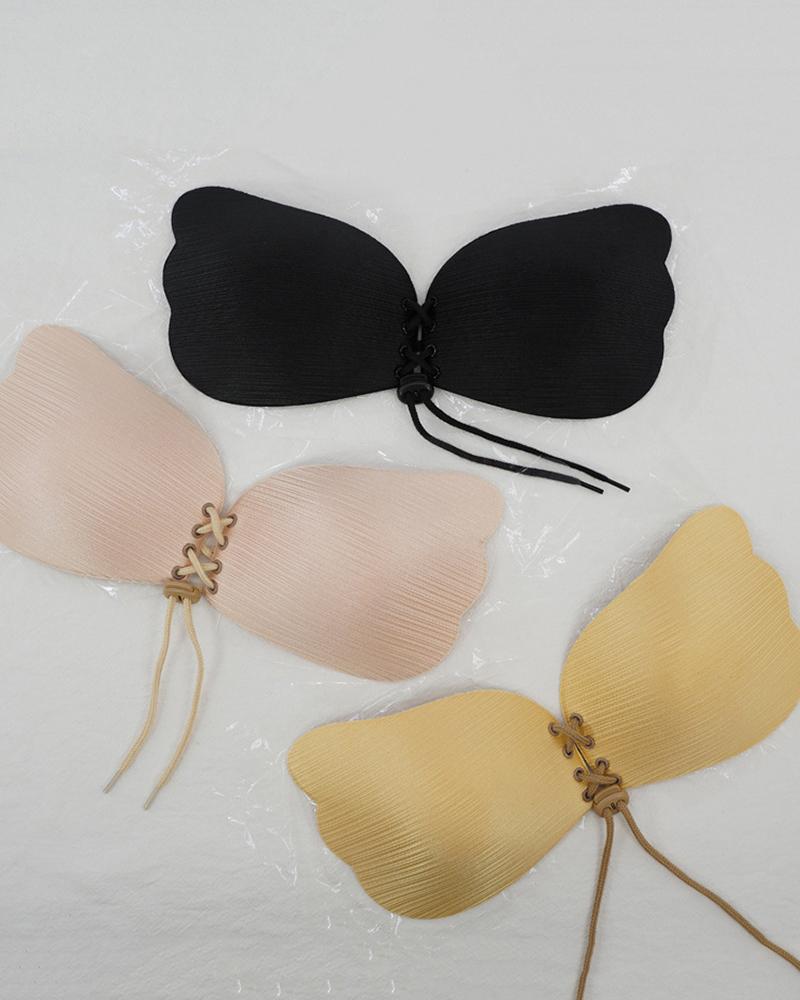 

Strapless Backless Lace-up Invisible Silicone Push Up Sticky Bra, Black