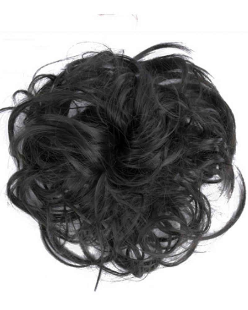 

Messy Chignon With Rubber Band Donut Hair Bun High Temperature Fiber Hairpieces, Style4