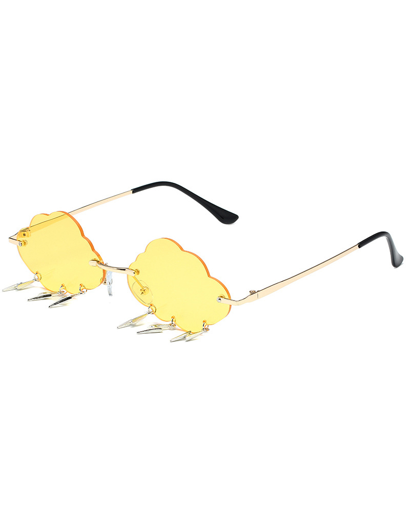 

1Pair Cloud Shaped Rimless Fashion Sunglasses, Yellow