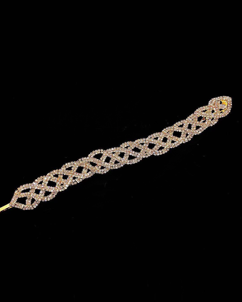 

1pc Rhinestone Cross Braided Hair Clip, Gold