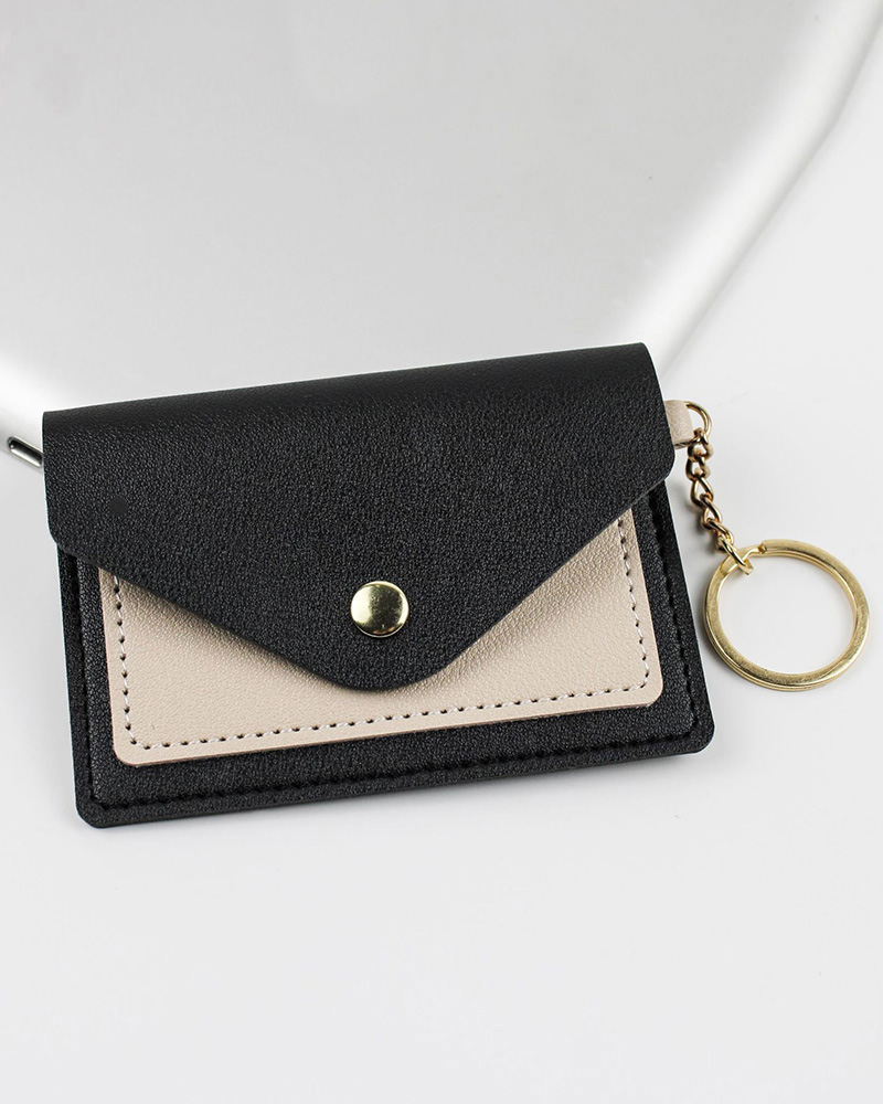 

Colorblock Minimalist Credit Card Wallet, Black