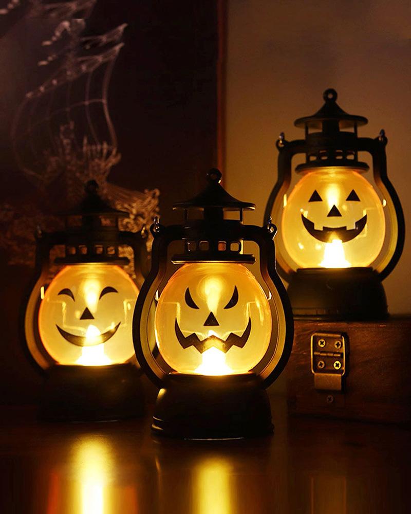 

3PCS/Set Halloween Decoration Portable LED Lighted Pumpkin Lamp Candle Lanterns With Hanging Handle, Orange