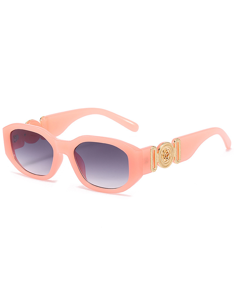 

1Pair Retro Wide Frame Square Rectangle Sunglasses, Pink