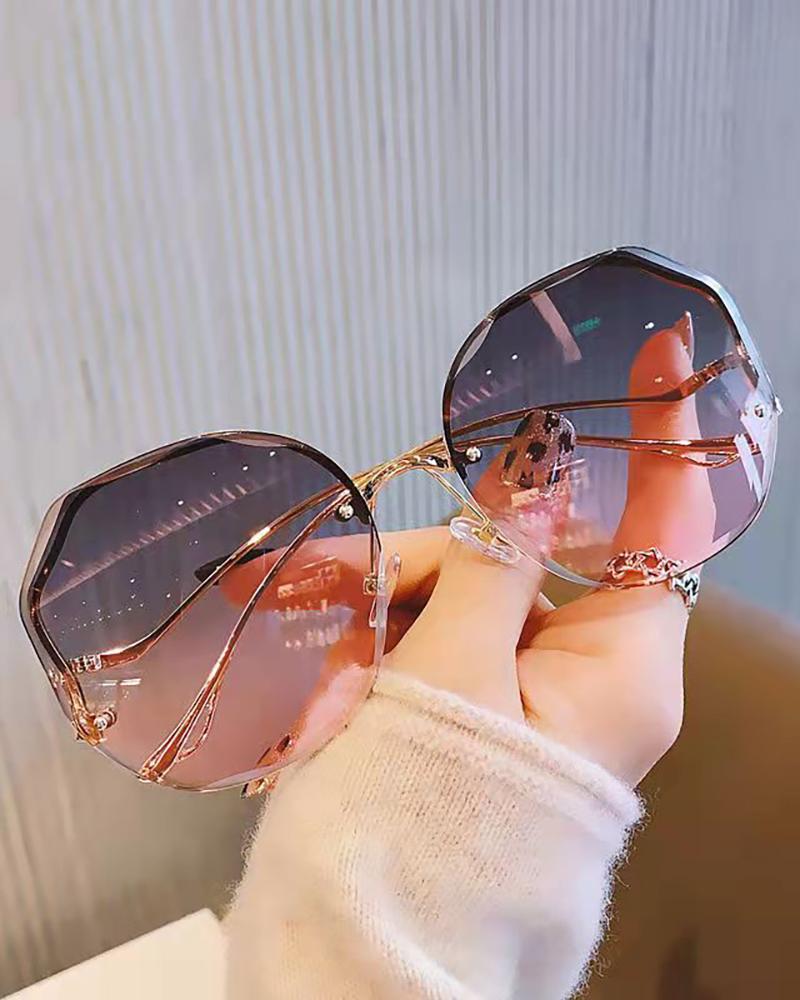 

Ombre Half Frame Geometric Sunglasses, Style6