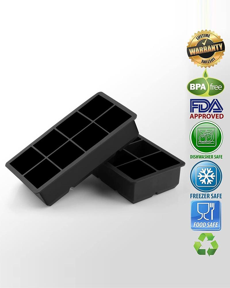 

Silicone 8 Cavity Ice Cube Molds, Black