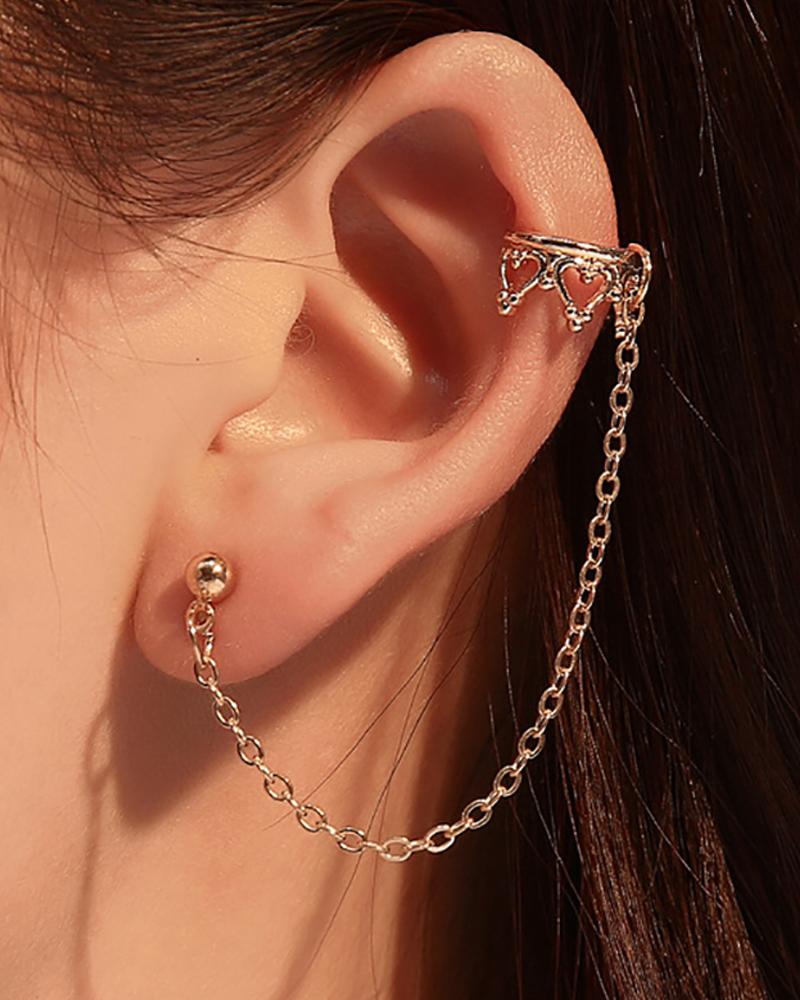 

Simple Crown Pattern Chain Earrings, Gold