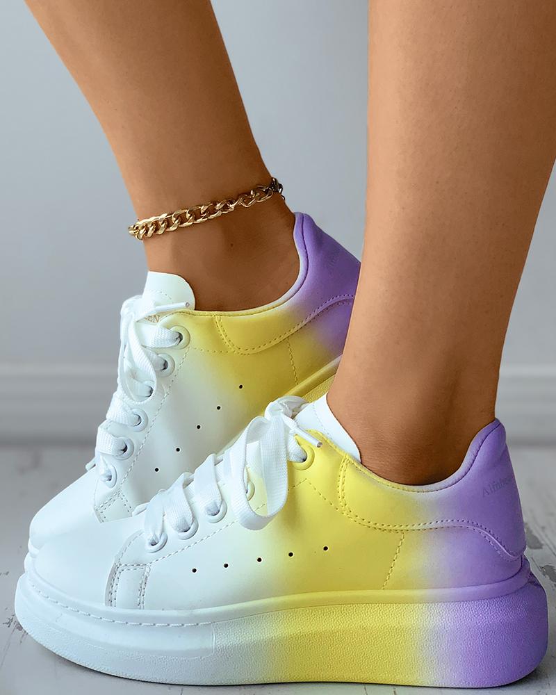 

Ombre Eyelet Lace-up Muffin Sneakers, Purple