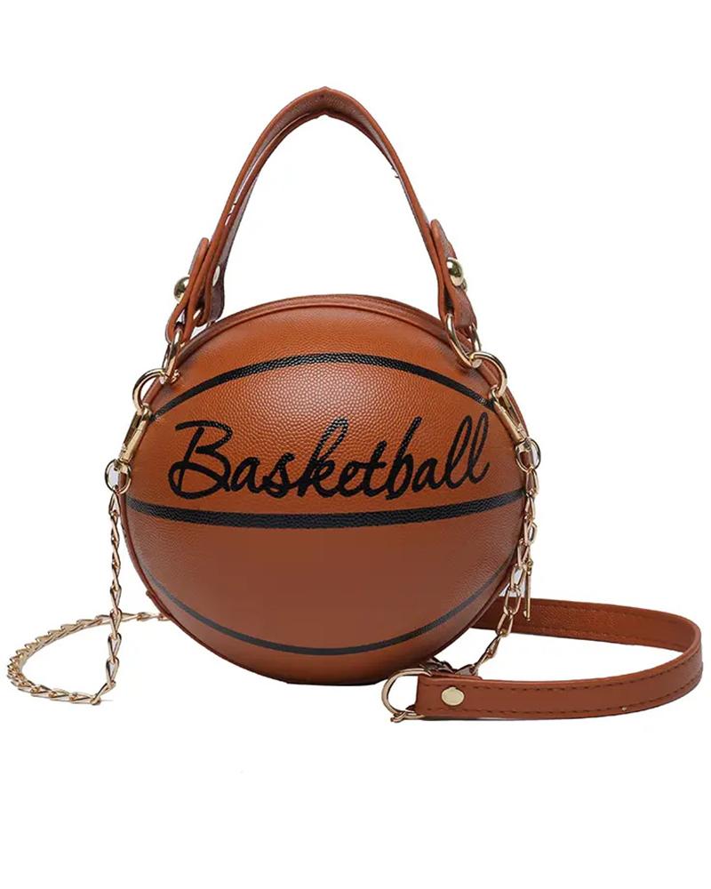 

Baseball Shaped Top Handle Fashion Crossbody Handbag, Brown
