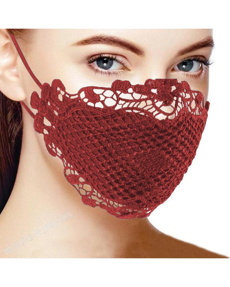

Lace Hem Outdoors Breathable Face Mask, Red