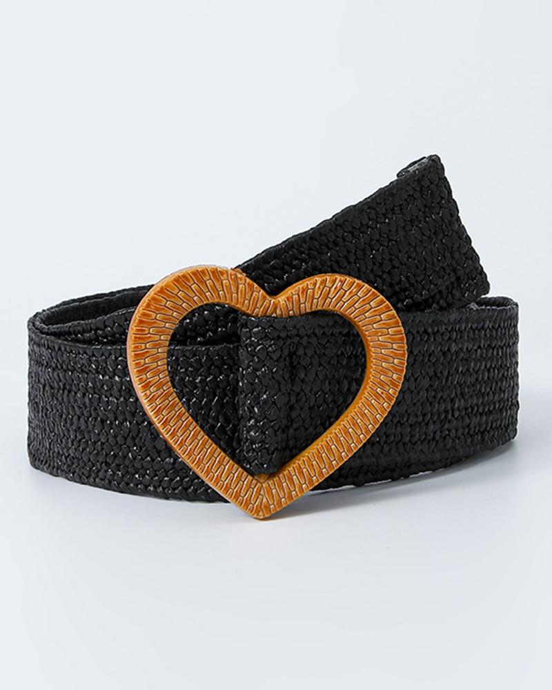 

1pc Braided Heart Buckle Belt, Black