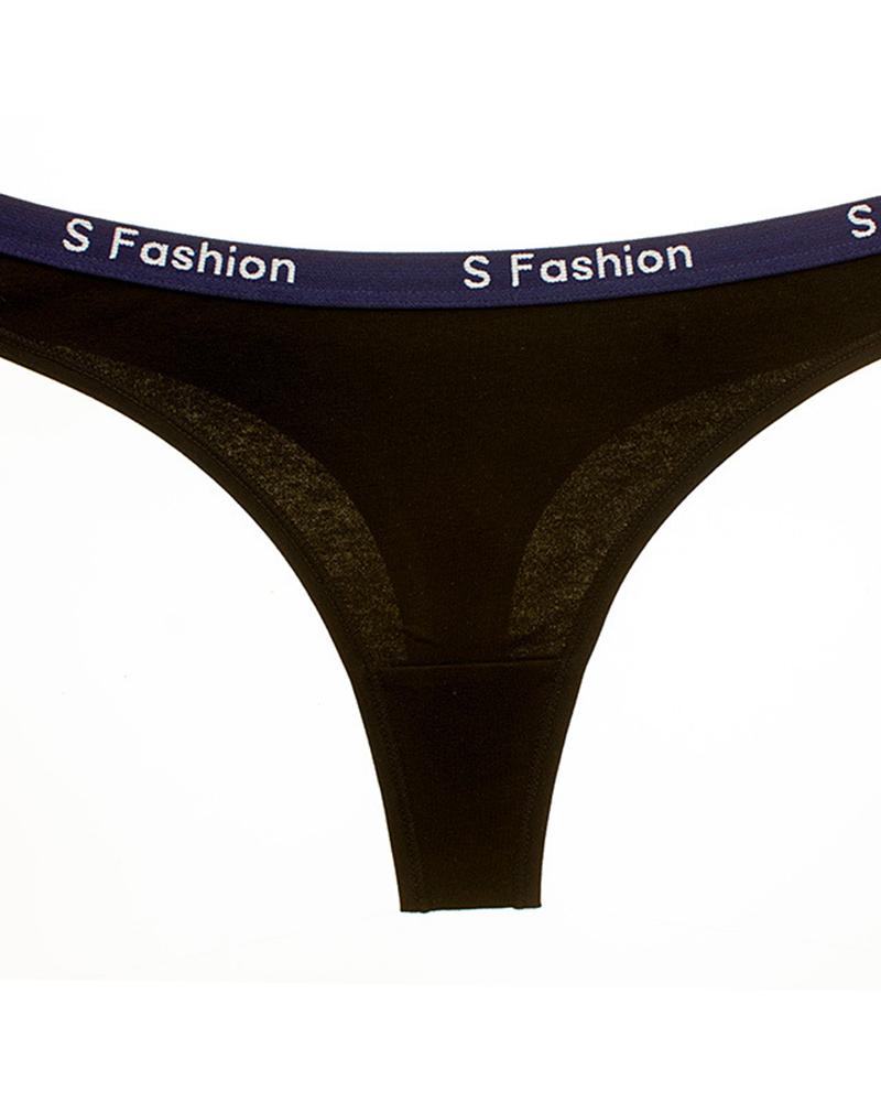 

Letter Bandage Patchwork Skinny Low Waist Panties, Black