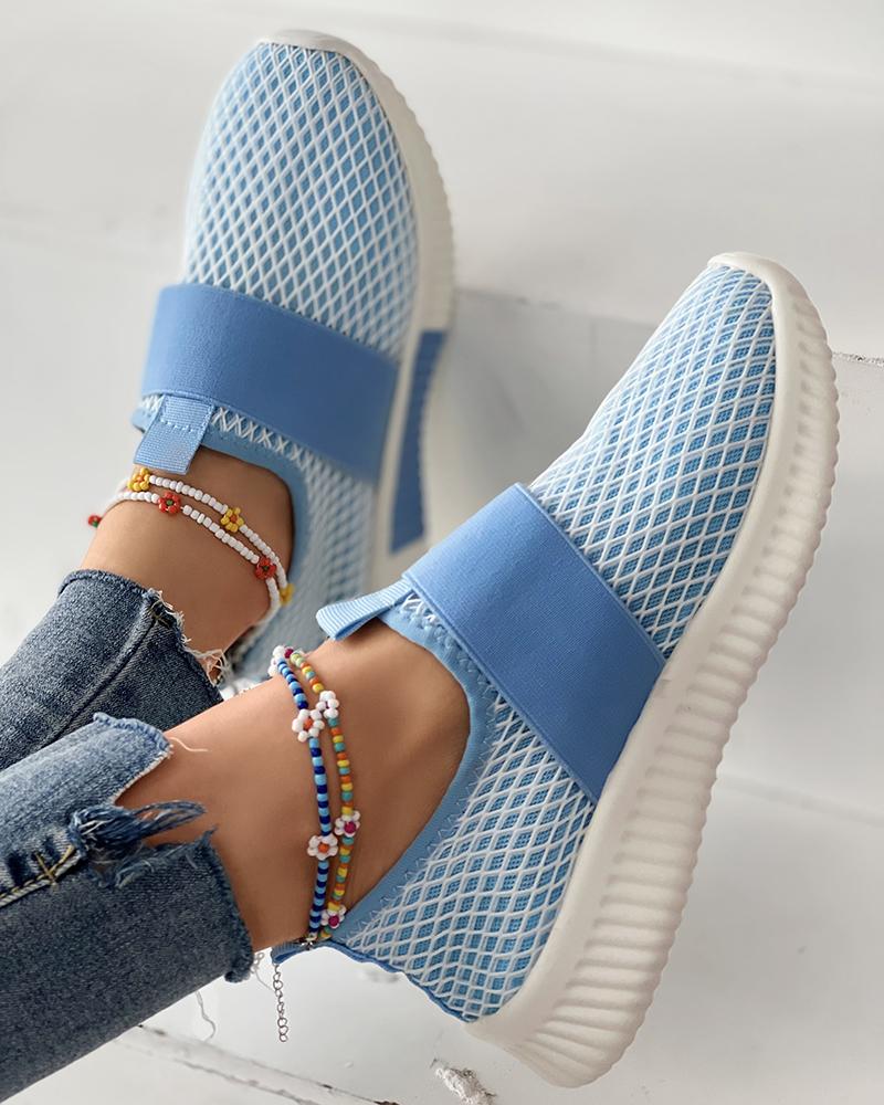 

Breathable Casual Knit Slip On Sneakers, Blue