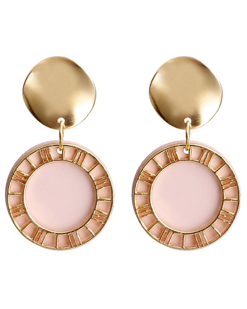 

1Pair Geometric Patten Vintage Dangle Earrings, Pink