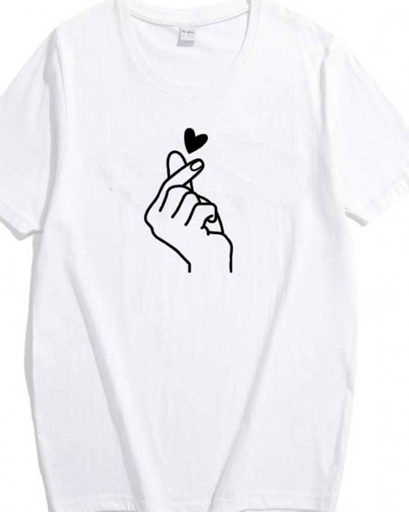 

Casual Finger Than Heart T Shirt, White