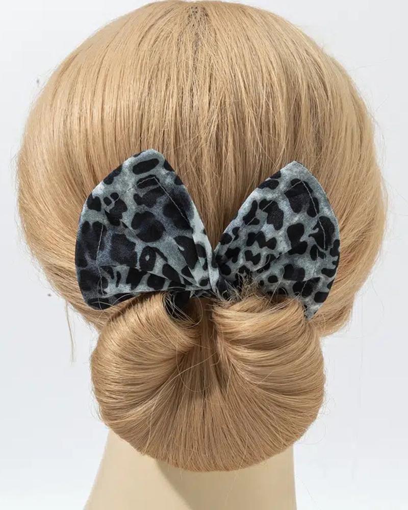 

Leopard Basic Headband Girls Hair Accessory Magic Donut Wire Hair Bun Maker Clip Scrunchie, Gray