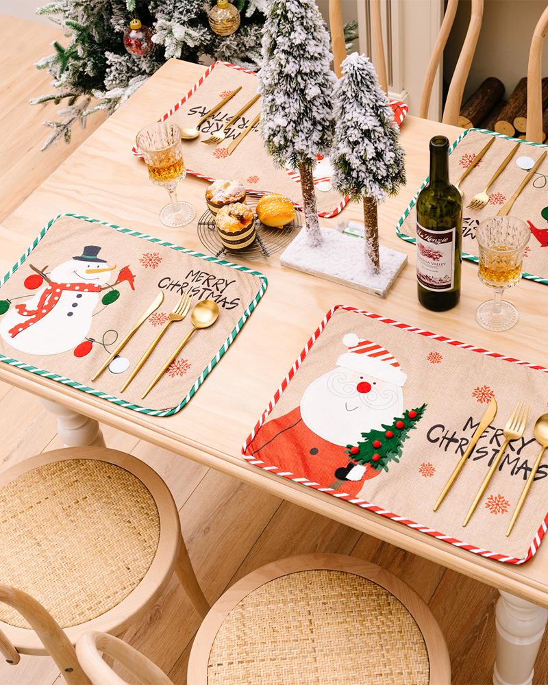 

Christmas Placemats Xmas Table Mats Seasonal Winter Holiday Christmas Kitchen Dining Table Decorations Party Supplies, Style1
