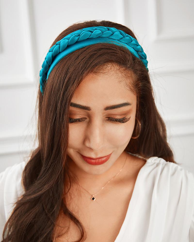 

Braided Headband Wide Twisted Knotted Headband Weaving Shape Headband Hair Hoop Accessory, Dark blue