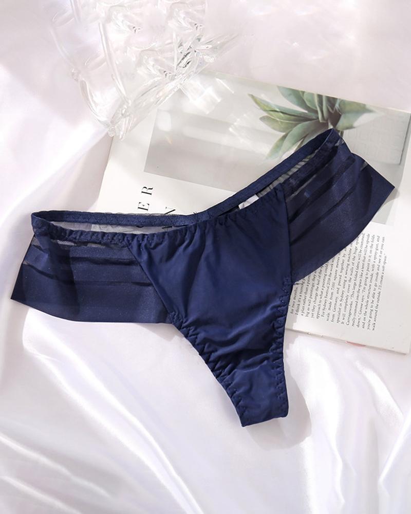 

Low Waist Mesh Patch Seamless Panty, Dark blue