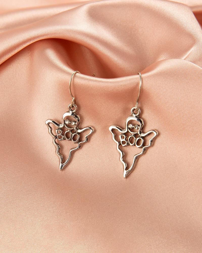 

Halloween Gothic Ghost / Skull / Cat Pattern Drop Earring, Silver