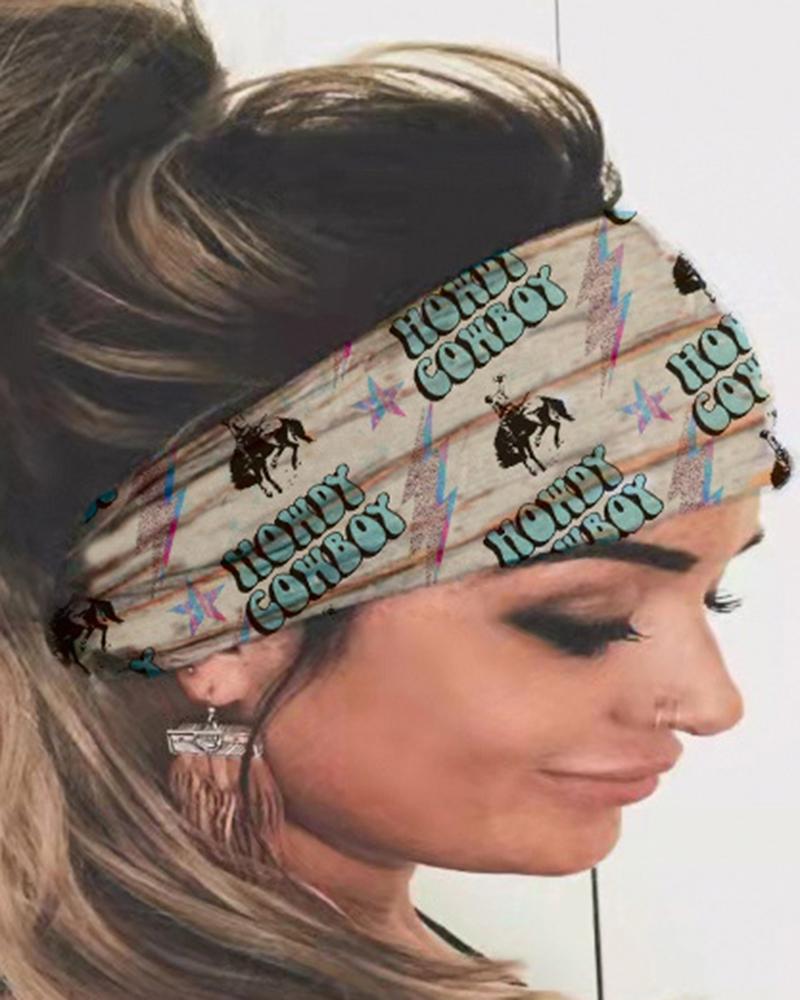 

Vintage Graphic Wide Yoga Sports Headband, White
