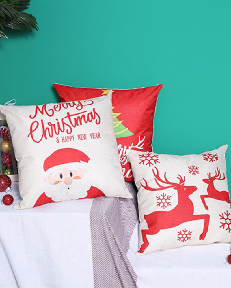 

1pc Christmas 18x18inch Square Pillow Cover Holiday Pillow Case Sofa Couch Throw Christmas Ornament Decoration, Style2