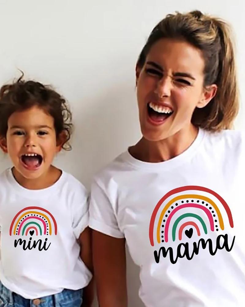 

Mommy & me Letter Graphic Print Short Sleeve T-Shirt For Mom, White