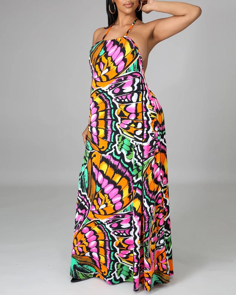 

Halter Backless Colorblock Maxi Dress, Purple