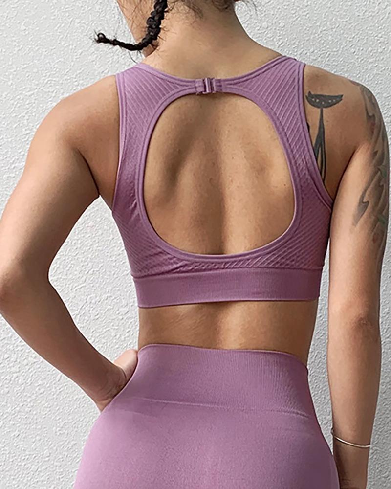 

Seamless Sports Bras Middle Impact Support Yoga Crop Tops Gym Workout Shirts, Purple