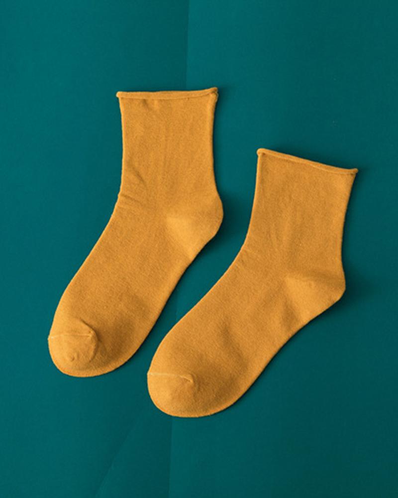 

1Pair Rolling Top Soft Socks, Yellow