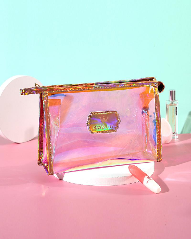 

Holographic Makeup Bag Portable Cosmetic Beauty Travel Pouch Waterproof Iridescent Makeup Organizer, Style2