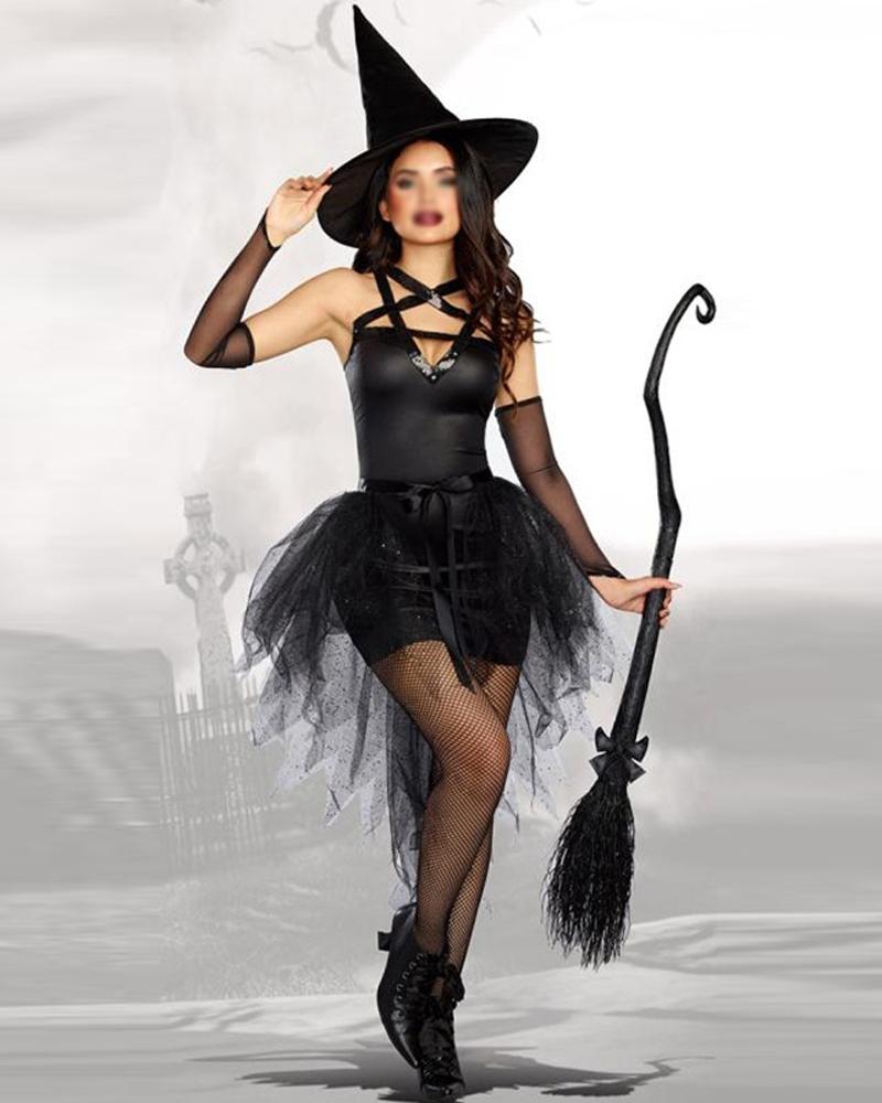 

Halloween Masquerade Party Women Cosplay Witch Costume Set, Black
