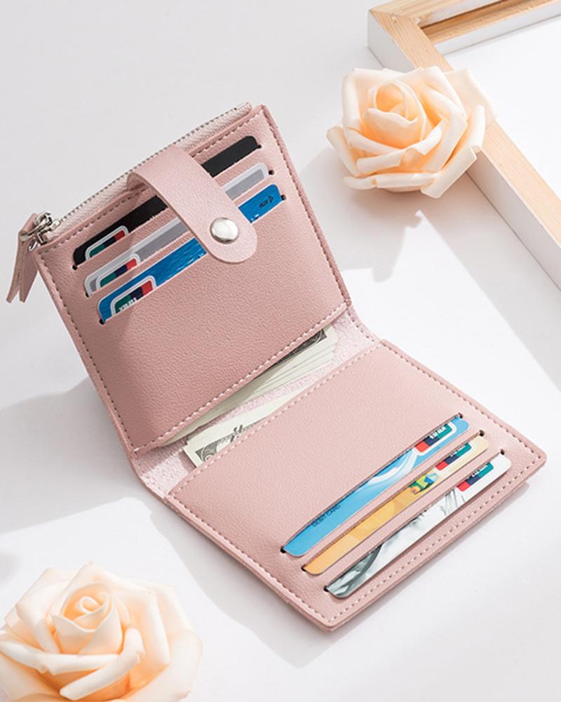 

Side Zipper Coin Credit Card Holder Wallet, Pink