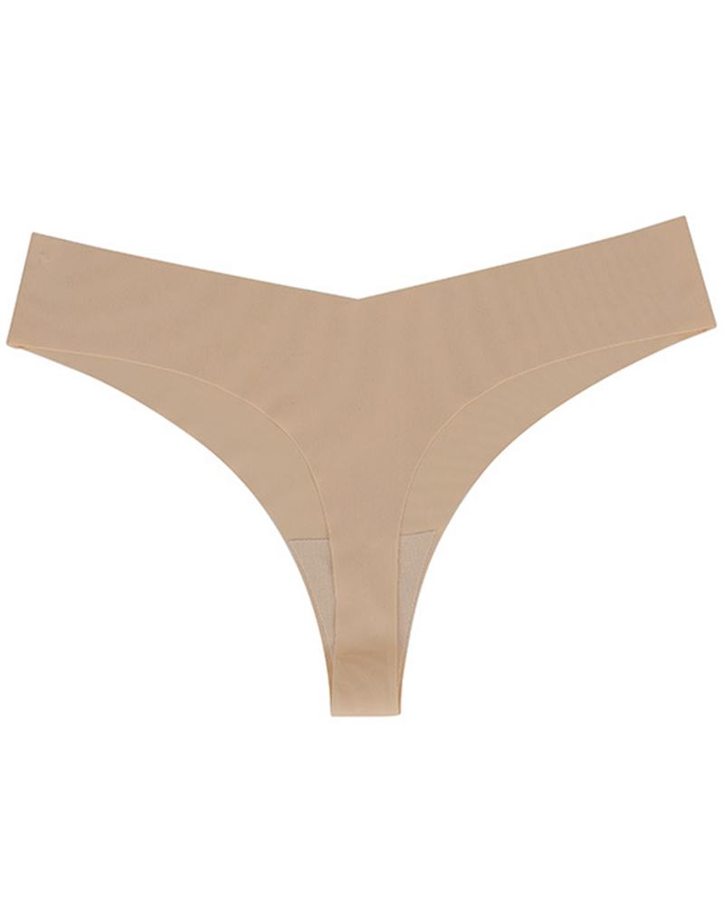 

Low Waist Skinny Solid Color Seamless Panties, Nude