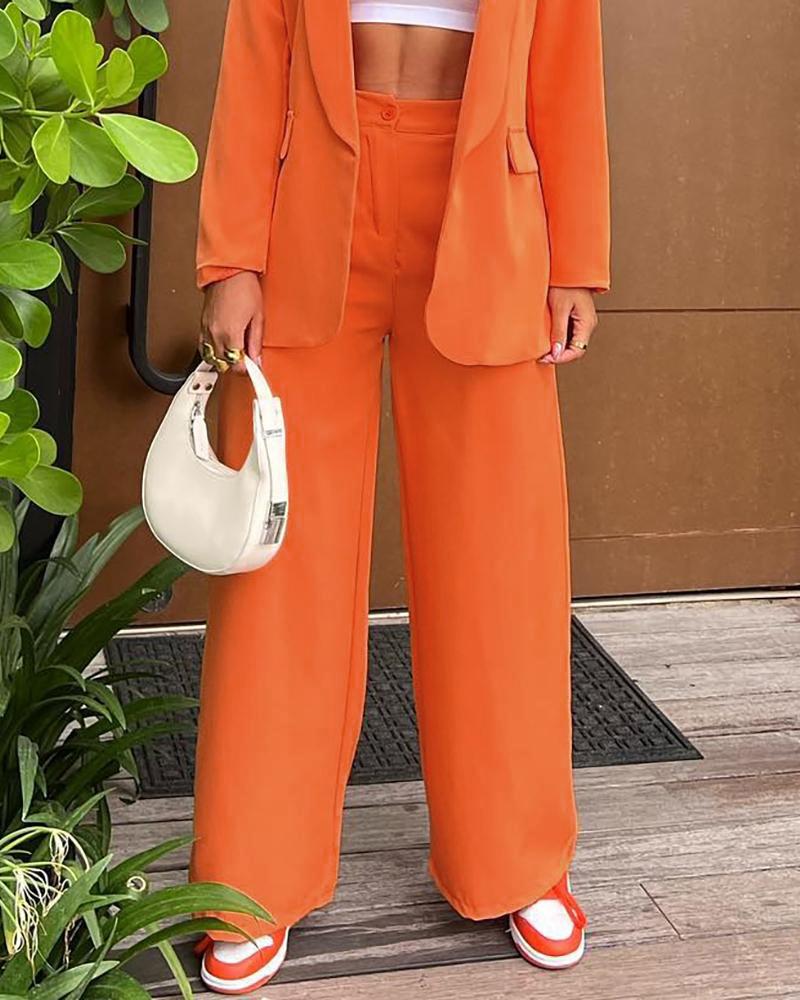 

High Waist Wide Leg Pants, Orange
