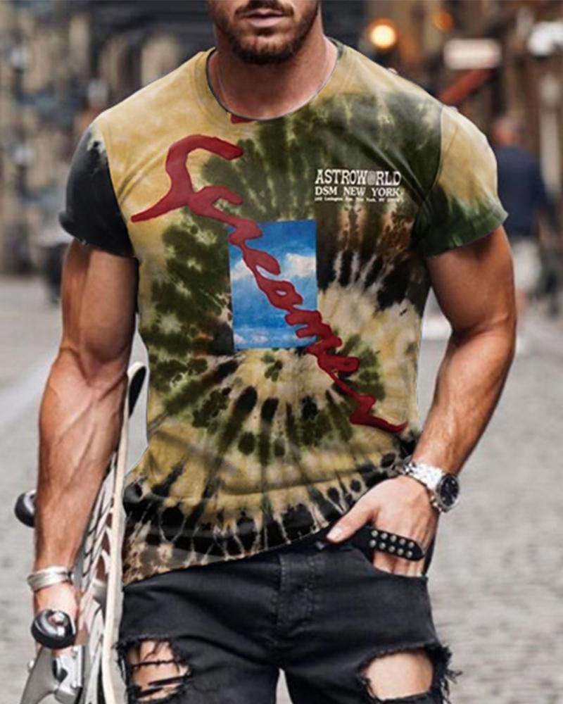 

Tie Dye Graphic Patterns Print Short Sleeve T-shirts, Multicolor