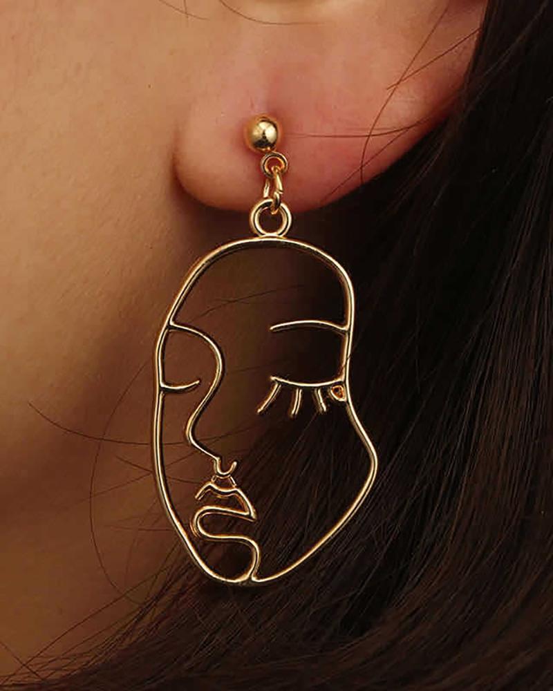 

1Pair Figure Pattern Drop Earrings, Gold