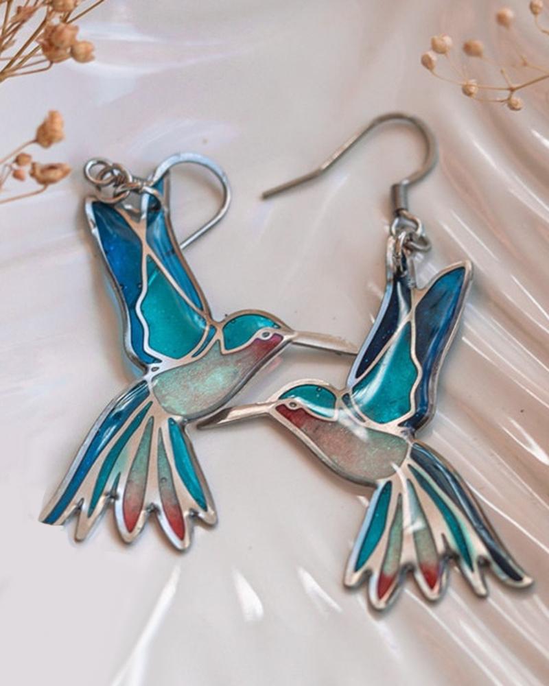 

1Pair Hummingbird Shaped Hook Earirngs, Silver
