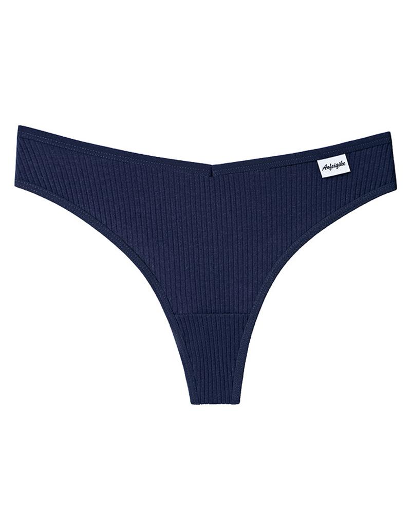 

Skinny Low Waist Solid Color Panties, Purplish blue