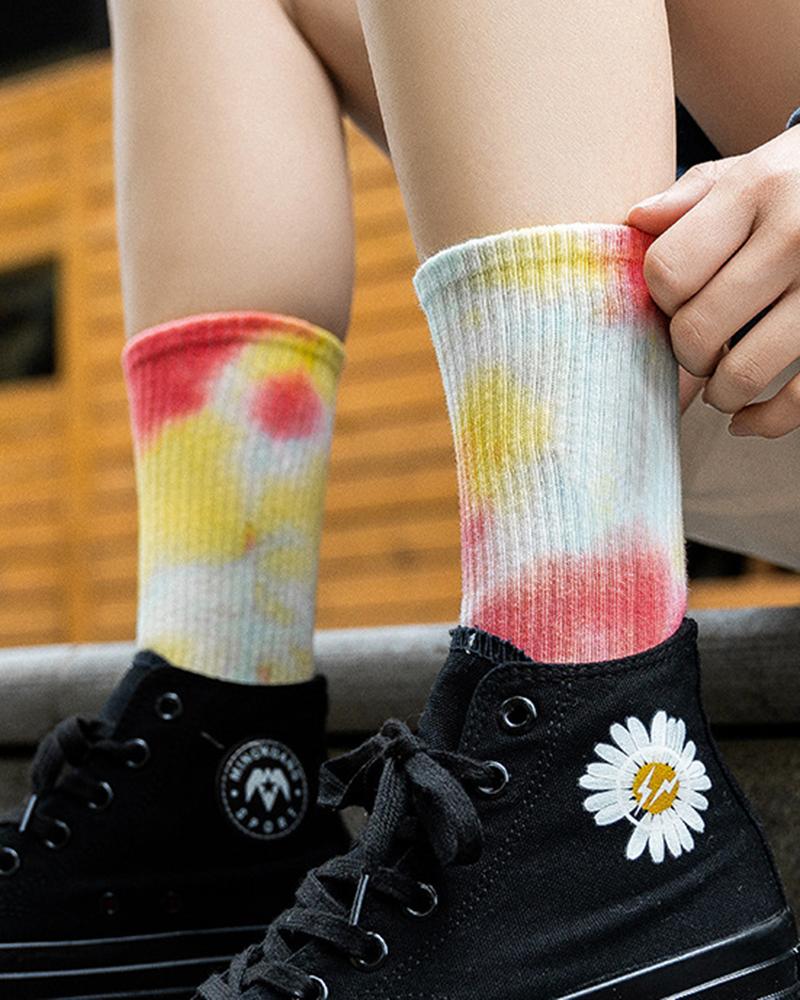 

1Pair Tie Dye Print Long Socks, Style6