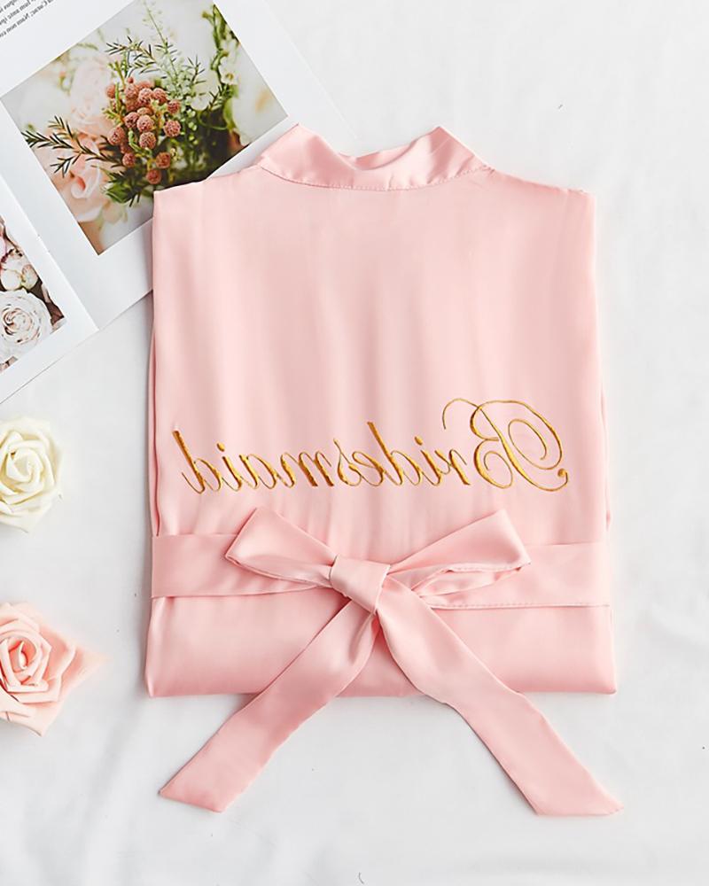 

Letter Print Wedding Robes For Bridesmaids, Pink