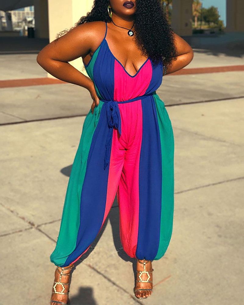 

Colorblock Tied Detail Sleeveless Jumpsuit, Style2