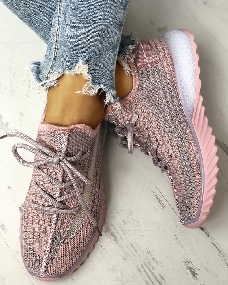 Net Surface Breathable LaceUp Yeezy Sneakers