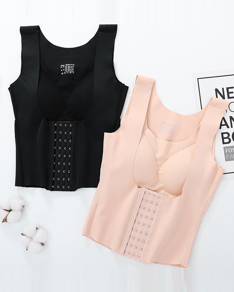 

Plus Size Seamless Body Shaper Push Up Bra Tummy Control Waist Trainer Chest Support Abdomen Shapewear, Apricot