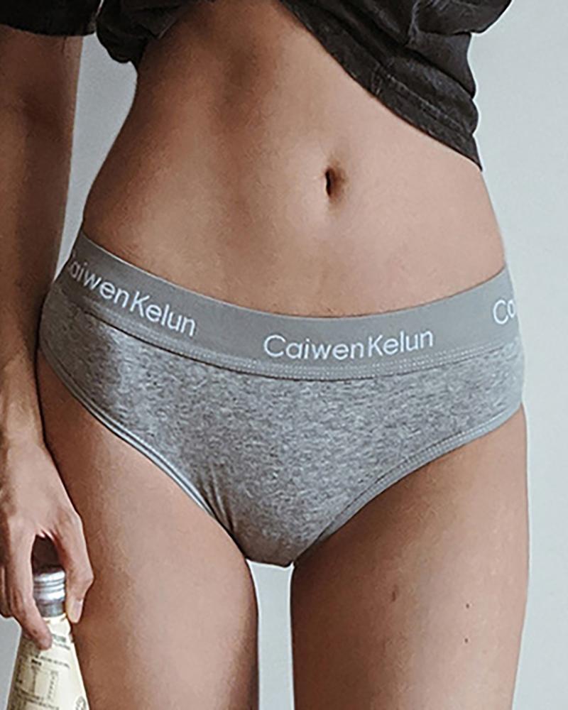 

Letter Panties Briefs Seamless Low Waist Cotton Underwear, Gray