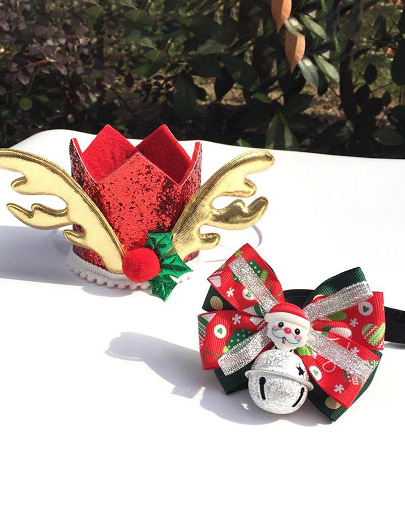 

Christmas Santa Pattern Bell Decor Bow Tie, Red