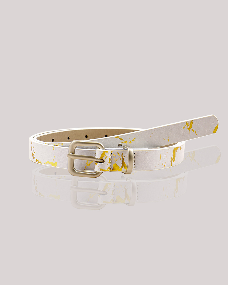 

1pc Abstract Print Buckled Belt, White