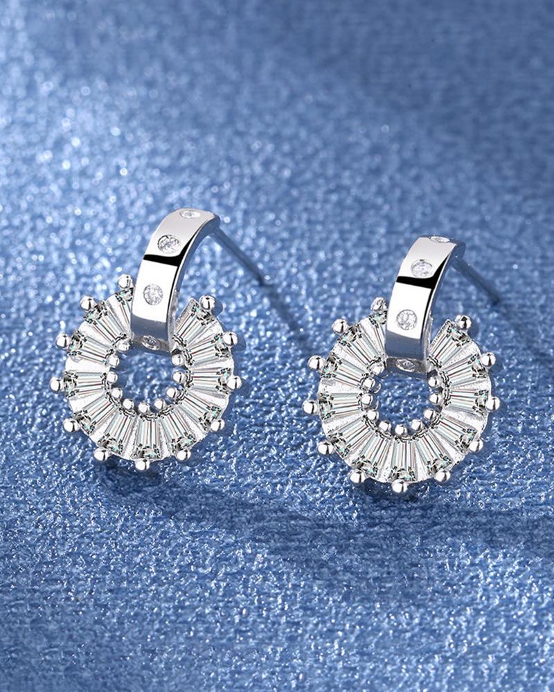 

O-Ring Pattern Stud Earrings, Silver