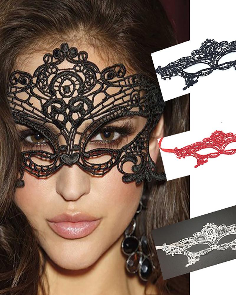 

Masquerades Costume Decoration Guipure Lace Eye Mask, Black