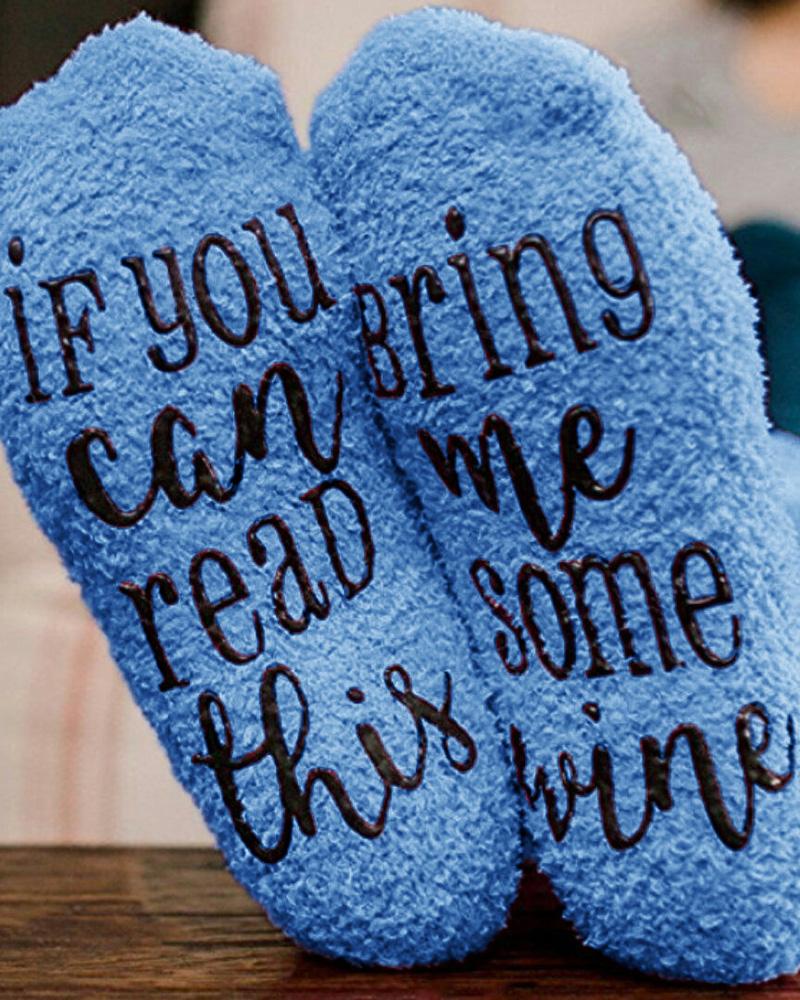 

1Pair Funny Letter Print Crew Socks, Blue